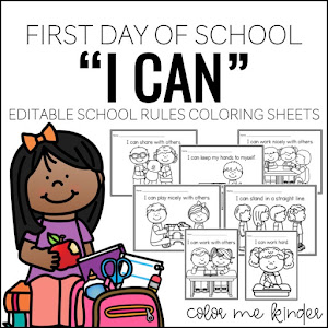 "I CAN" School Rules Coloring Sheets