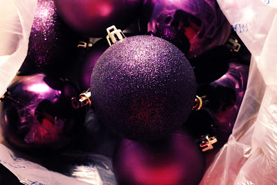 purple sparkly Christmas balls