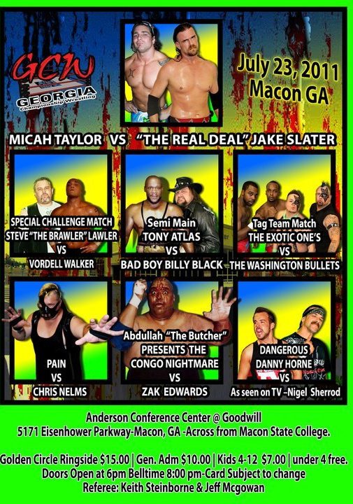 Championship Wrestling this Saturday, 07/23/11, in Macon, GA