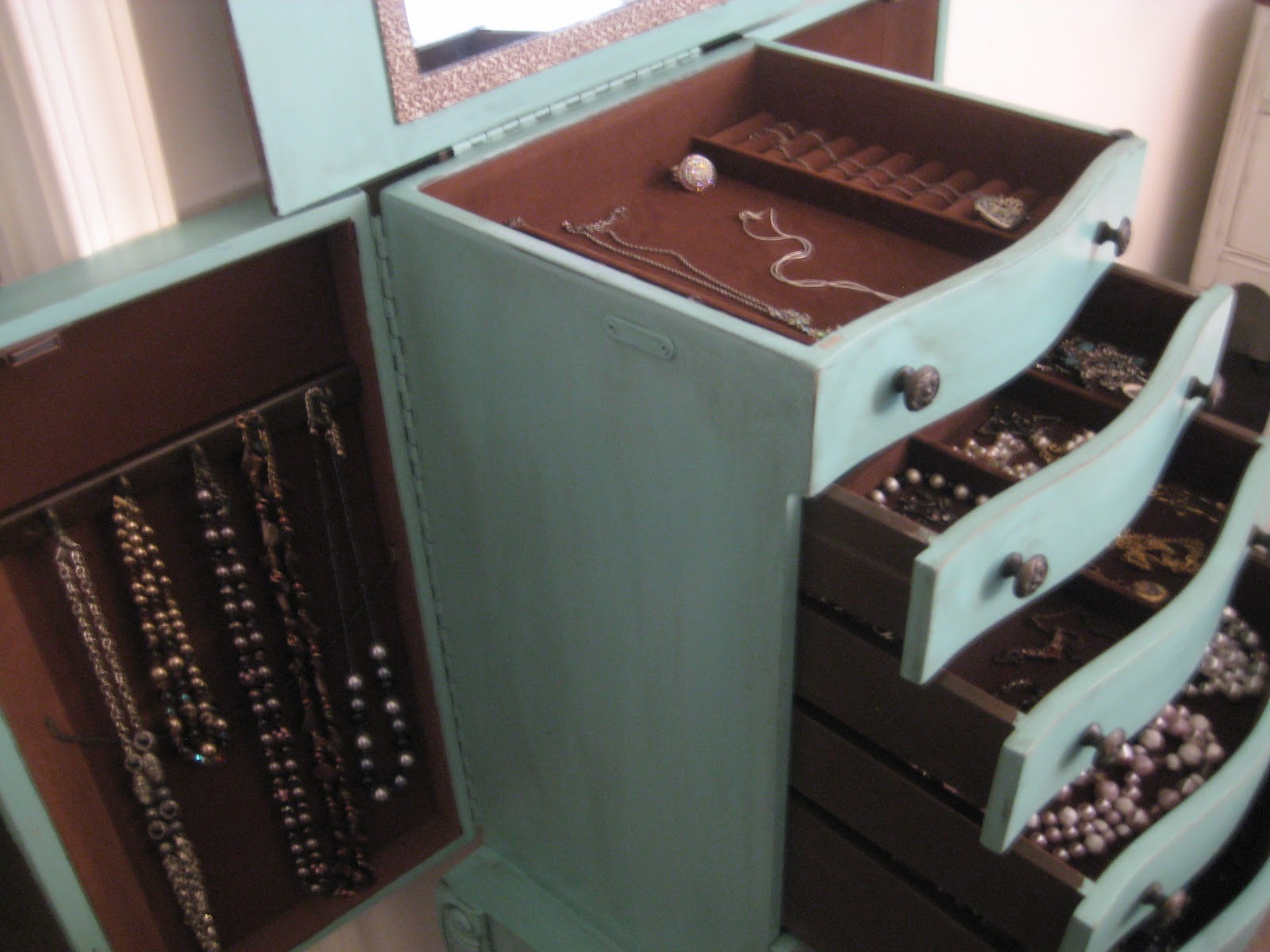 A Comfy Little Place of My Own Turquoise Jewelry Armoire
