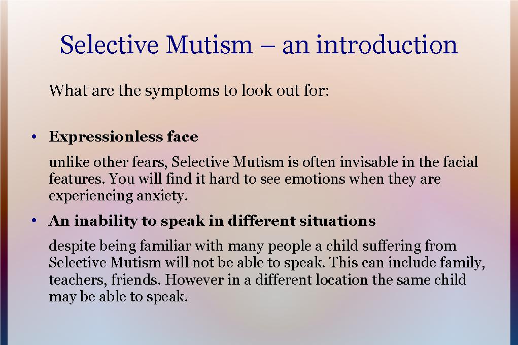 dating someone with selective mutism Mutism is just one of the many characteristics that children with selective mutism few people truly understand selective mutism mutism that is selective. dating someone with selective mutism Mutism is just one of the many characteristics that children with selective mutism few people truly understand selective mutism mutism that is selective.