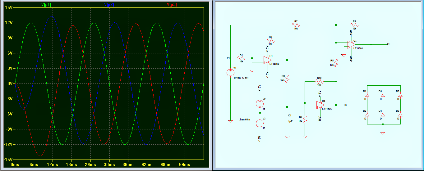 Three Phase Signal Generator Circuit from a Single Phase Source