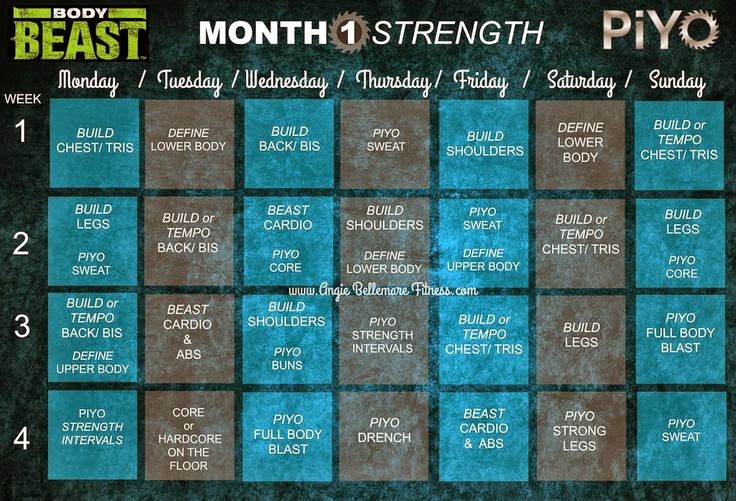 piyo workout calendar