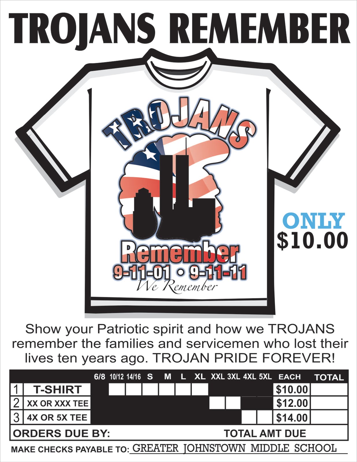 JHS Booster Spirit Sale Middle School 911 Fundraiser TShirt