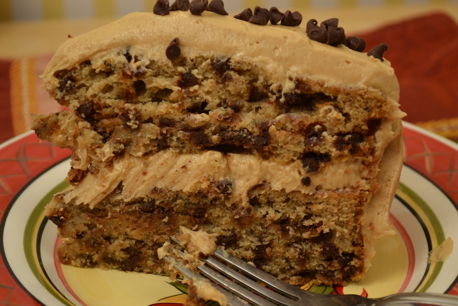 A Taste of Alaska Chocolate Chip Banana Cake with Peanut Butter Frosting