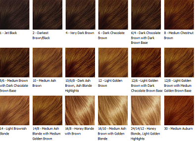 Shades Of Red Hair Dye Chart