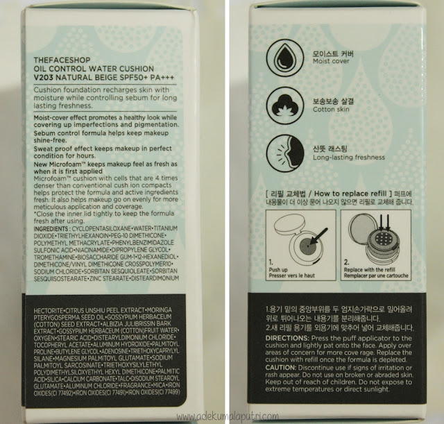 THEFACESHOP Oil Control Water Cushion Review - ingredients