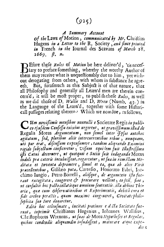 Paper in Phil Trans from 1669