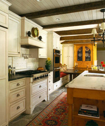 Kitchen with Wood Beam Ceilings