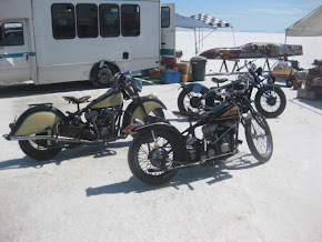 Old "Indian" Motorcycles on the Salt Flats