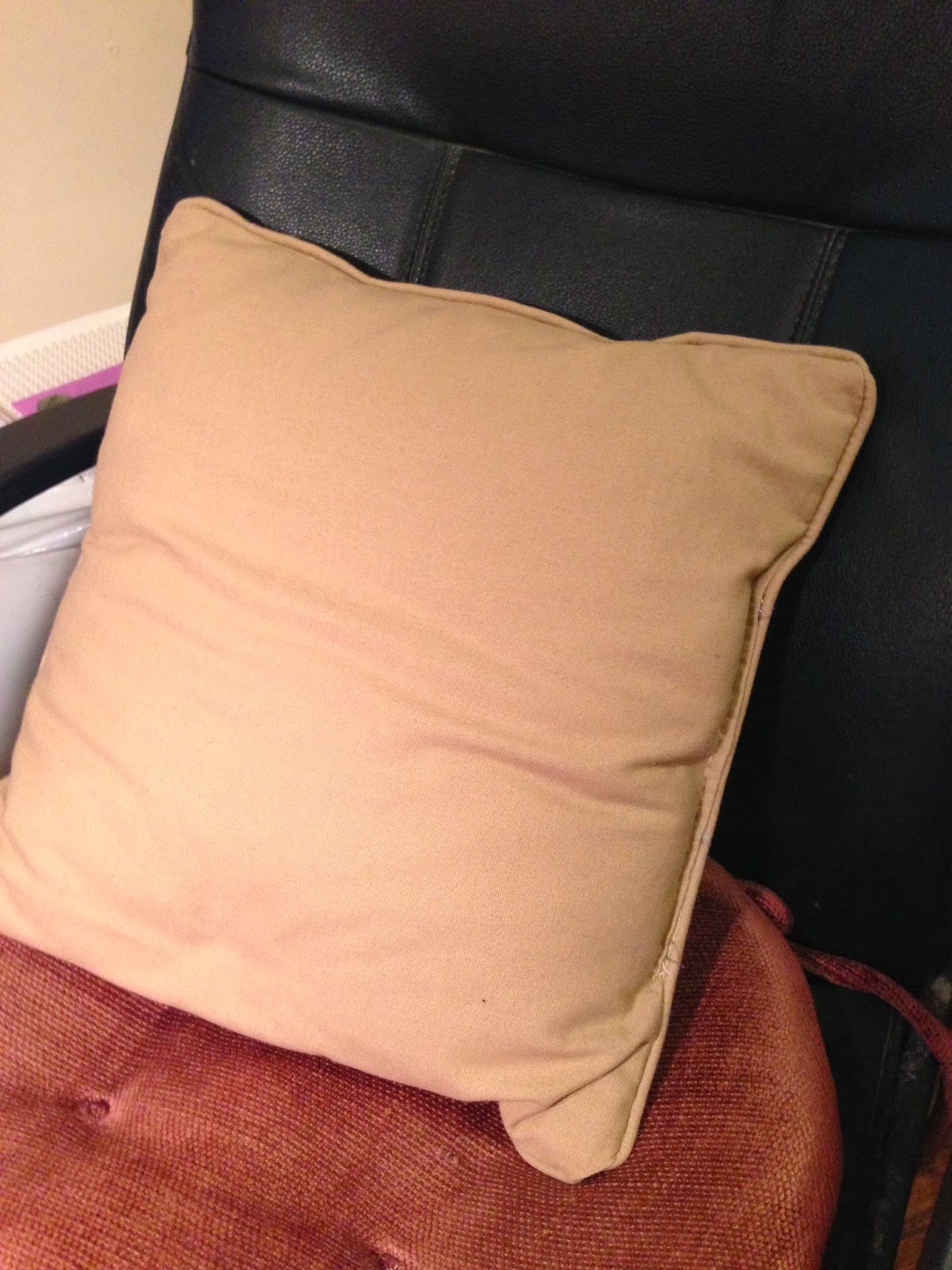 365 Designs Updating an old pillow with Paint and Stencils.