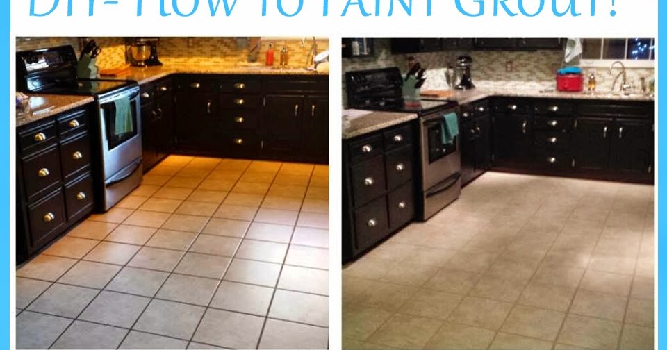 Girl vs. House Painting grout on the kitchen floor