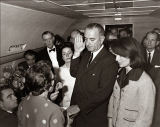 Lyndon Johnson being sworn in on Air Force One, November 22, 1963