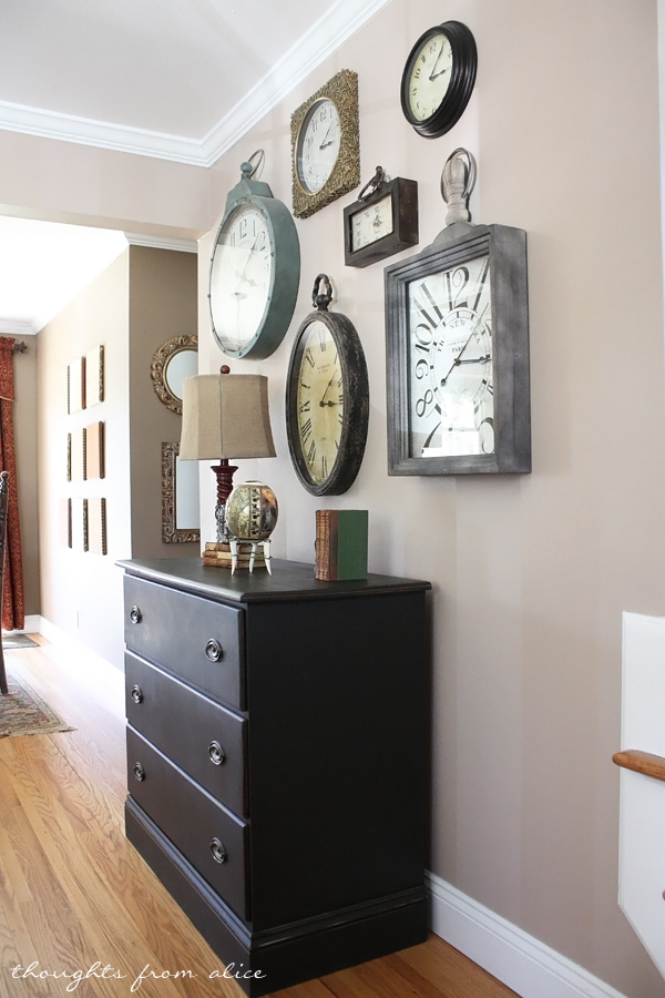 Clock Gallery Wall and an ASCP Dresser Makeover