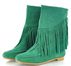 Leather Cowhide Fringed Flat Boots