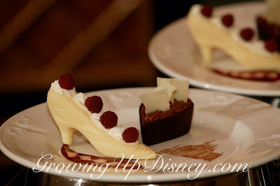 white chocolate slipper, cinderella slipper dessert