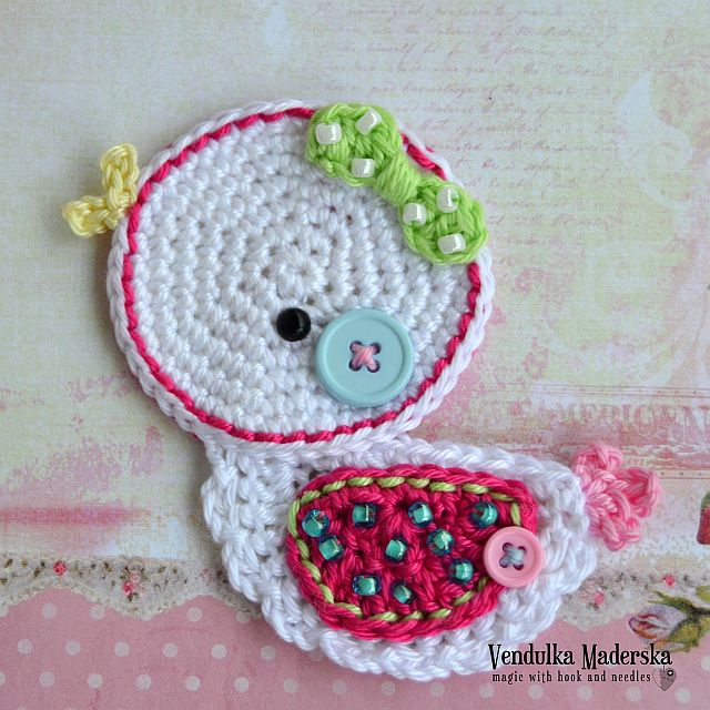 Crochet Little duck appliqué pattern