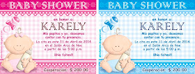 Invitación de baby shower de un bebe sosteniendo un biberon