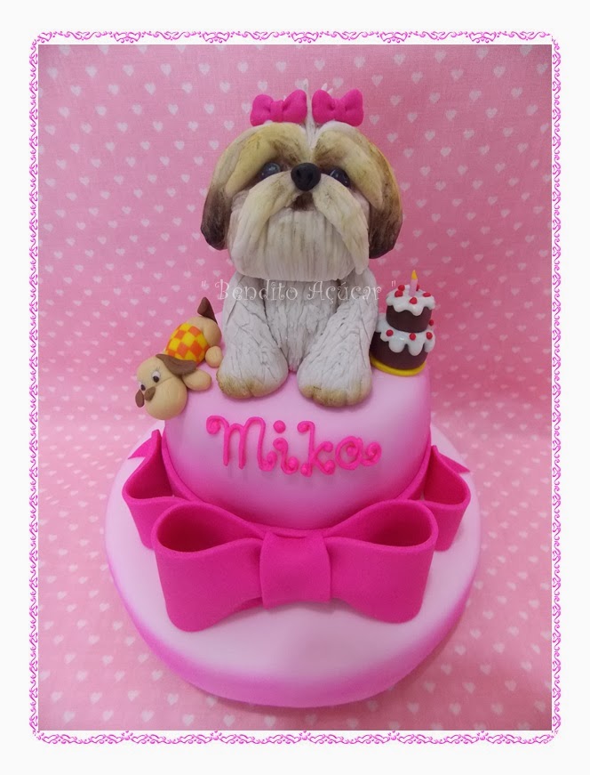Mini bolo da pet Mika (shih tzu) #confeitaria #cake #bolo …
