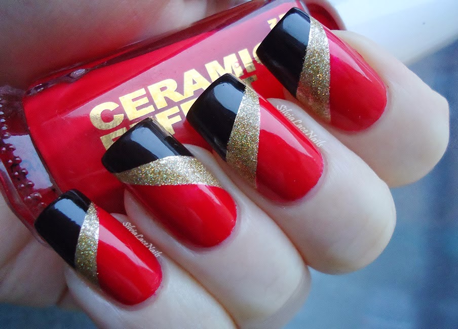cool black and red nail design