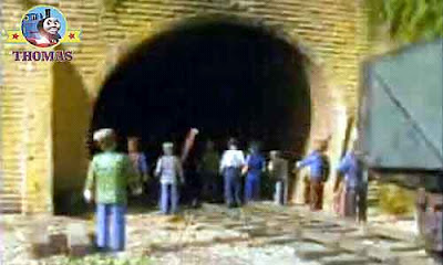 Island of Sodor railway line workmen took implements and when inside the dark shadowy railway subway
