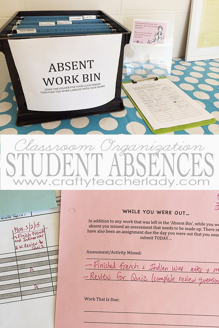 crafty teacher lady classroom organization managing student absences absent forms