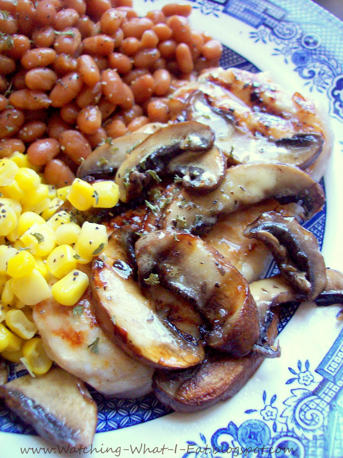 Watching What I Eat Grilled Pork Chops, Peaches & Cabbage Loving my