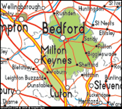 Bedfordshire Regions Map | United Kingdom Map Regional City Province