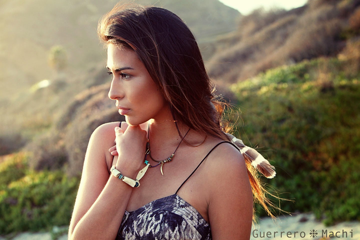 Antler bracelet and feather necklace