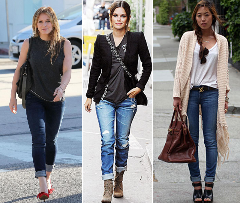 calça skinning com barra dobrada