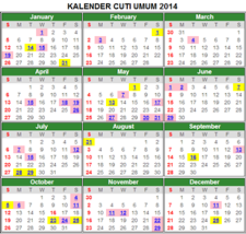 Kalendar Cuti Umum Dan Cuti Sekolah Malaysia Dan Negeri 2014 Malaysia