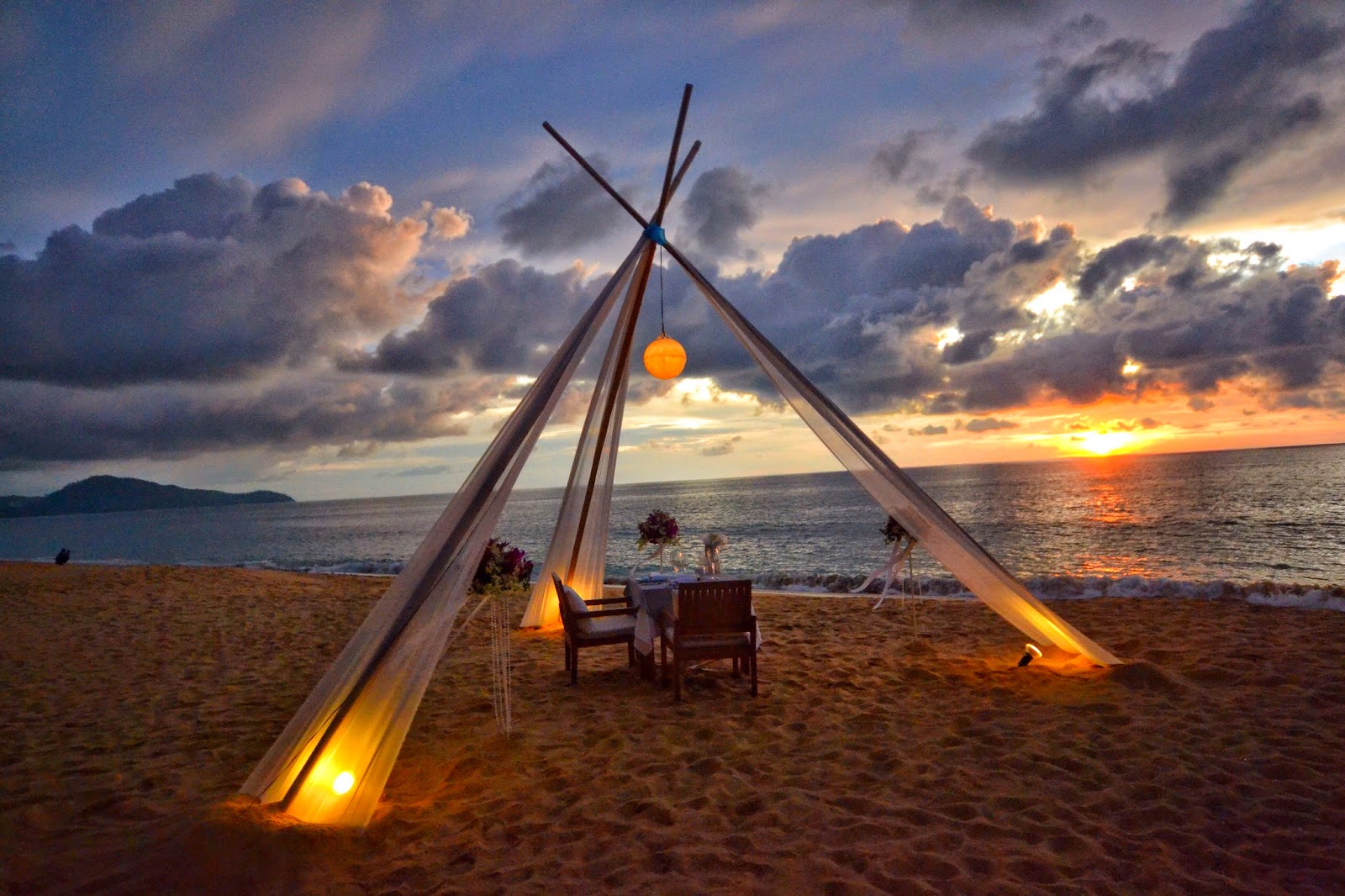private sunset beach dinner