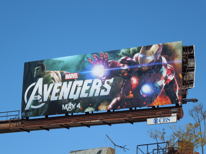 Avengers Hulk and Iron Man billboard Avengers movie billboard