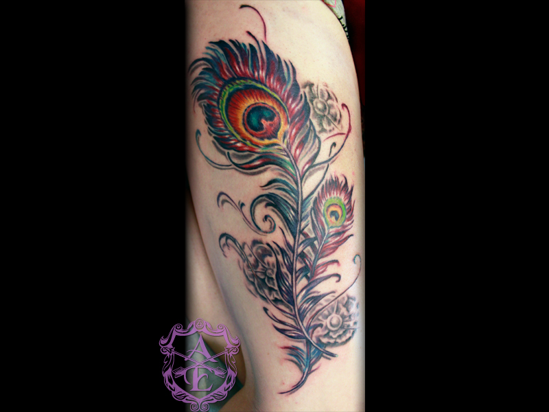 Colorful Feather Tattoos