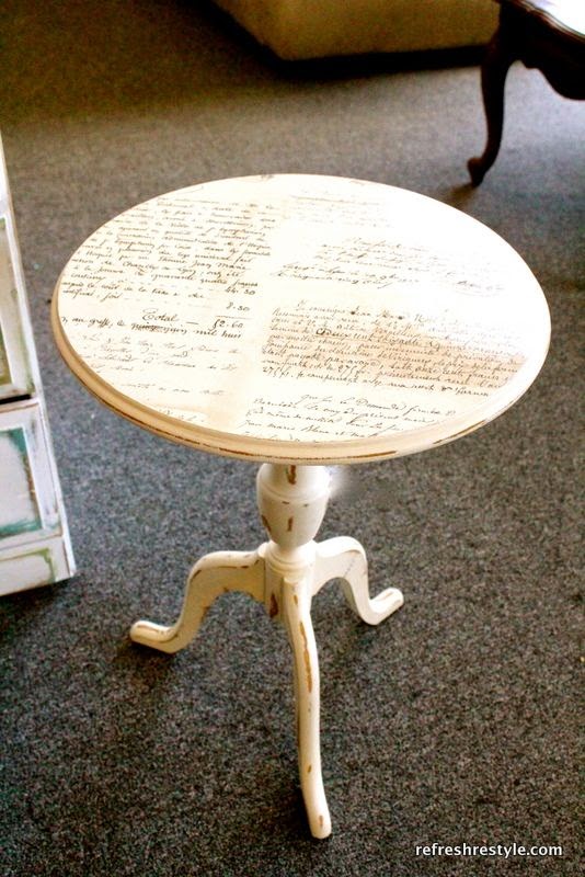 Diy And Crafts Mod Podge Script Table Top Gorgeous Via Refresh