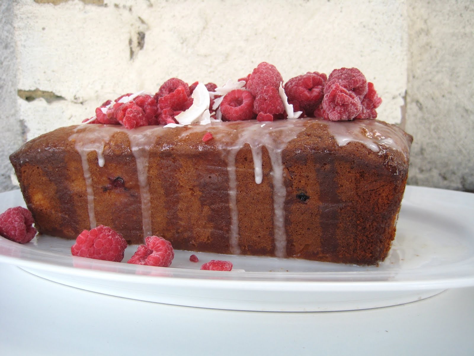 cream butter & sugar Lemon, coconut and raspberry sour cream cake.