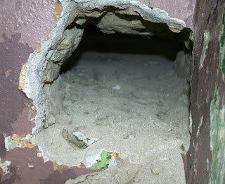 The hole for the water pipes The hole for the water pipes