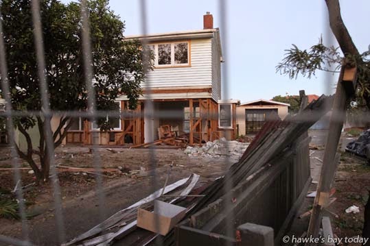Demolition of Housing New Zealand state houses on Bledisloe Rd, Maraenui, Napier. Demolition of Housing New Zealand state houses on Bledisloe Rd, Maraenui, Napier. photograph