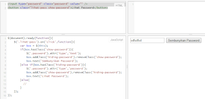 Tampil dan Sembunyikan Password dengan Jquery