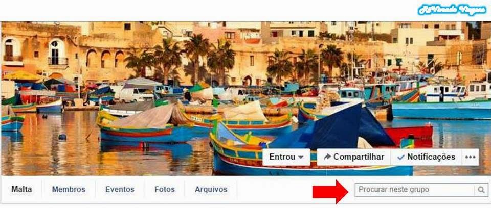 Caixa de pesquisa no Facebook Intercâmbio Malta