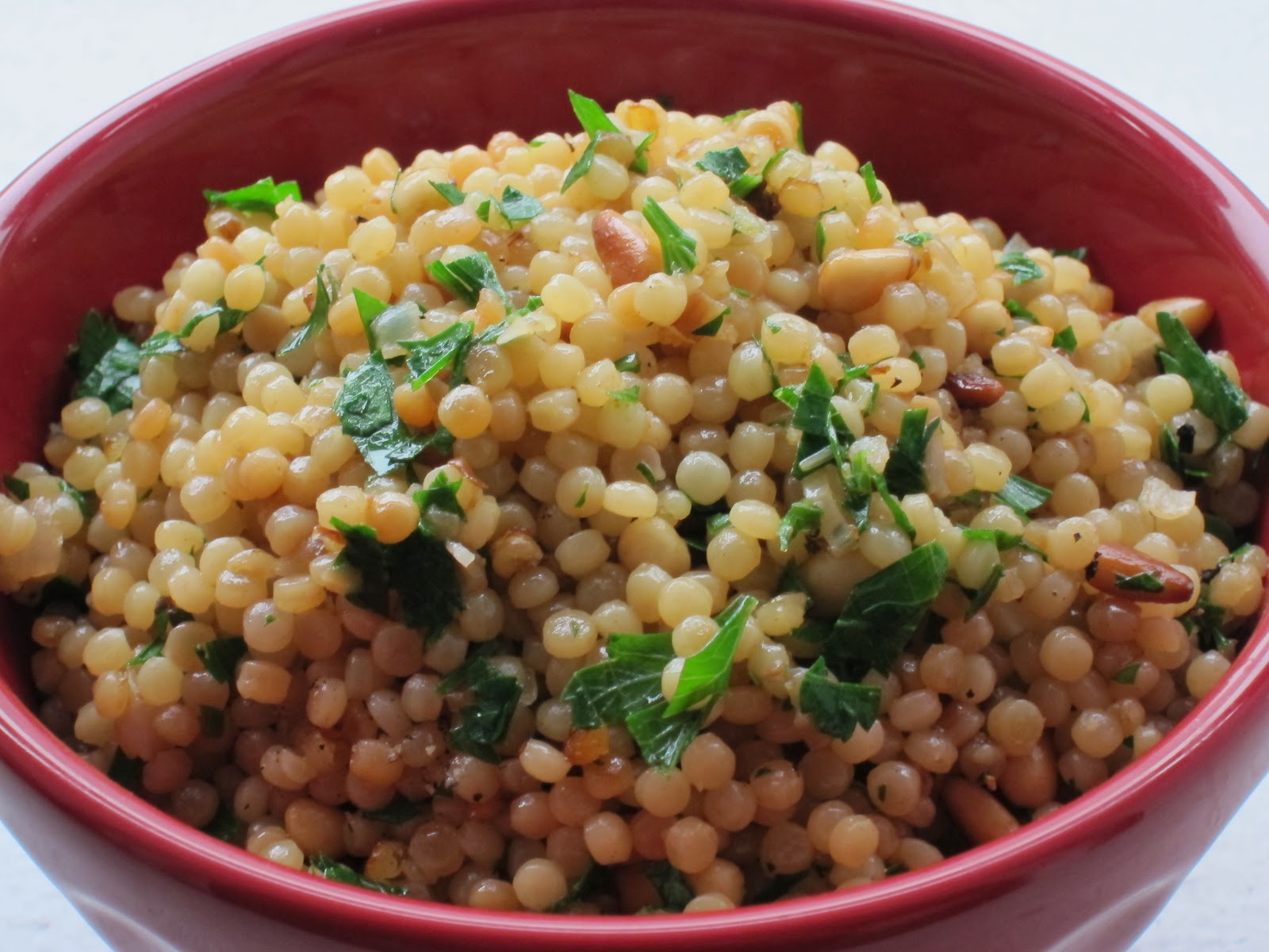 Slice of Rice Toasted Israeli Couscous with Pine Nuts and Parsley