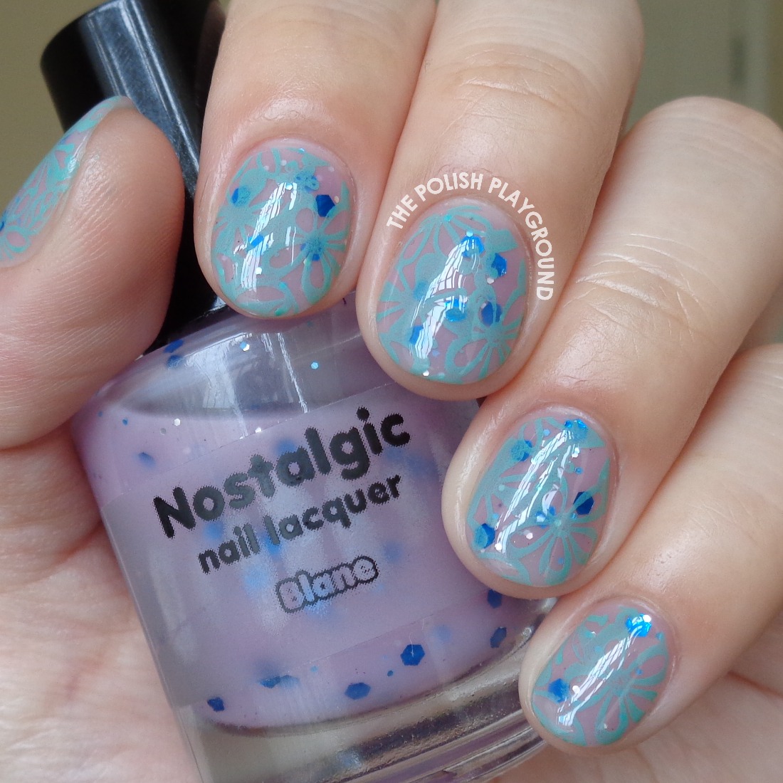 The Polish Playground Muted Green Floral Stamping