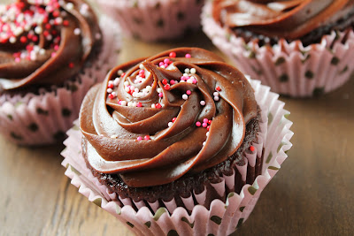 chocolate cupcakes with chocolate fudge frosting