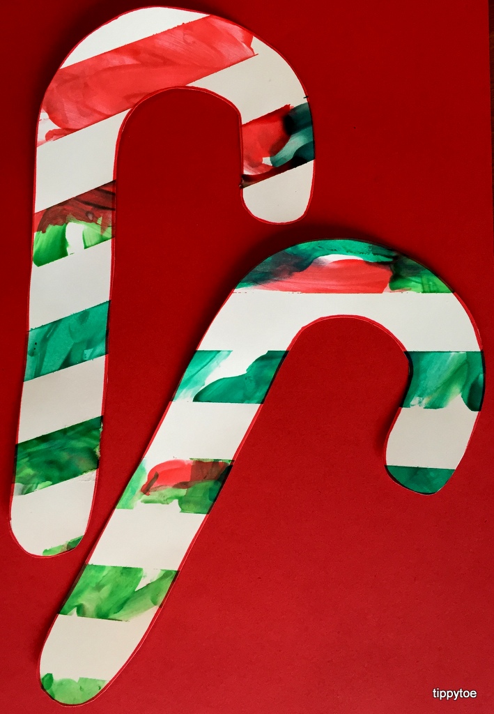 Tippytoe Crafts FingerPainted Candy Canes