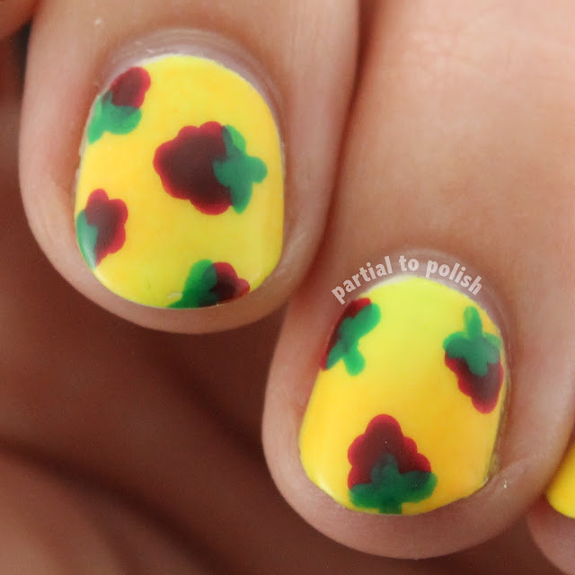 Raspberries Over a Sponged Yellow Base Featuring Girly Bits These Hips Don't Lie