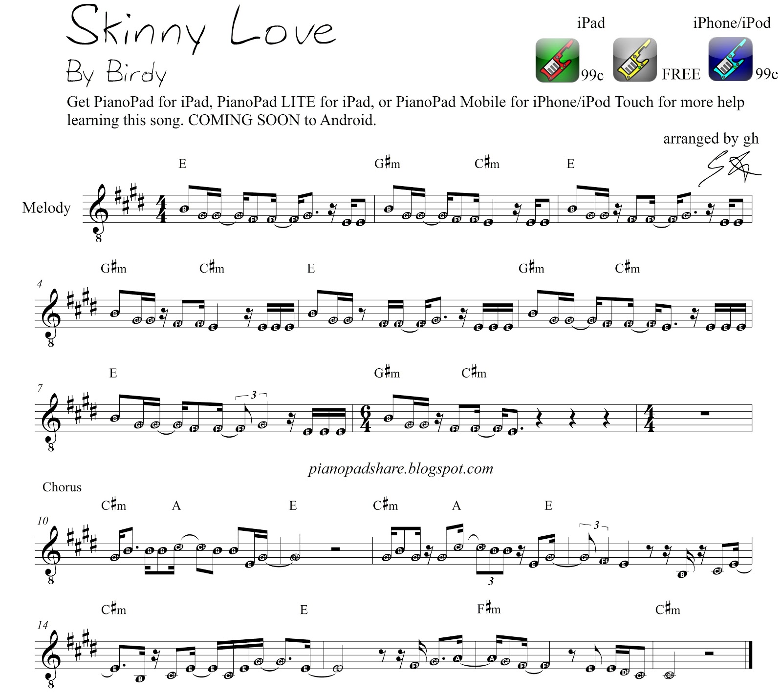 Skinny Love Birdy Acoustic Tabs