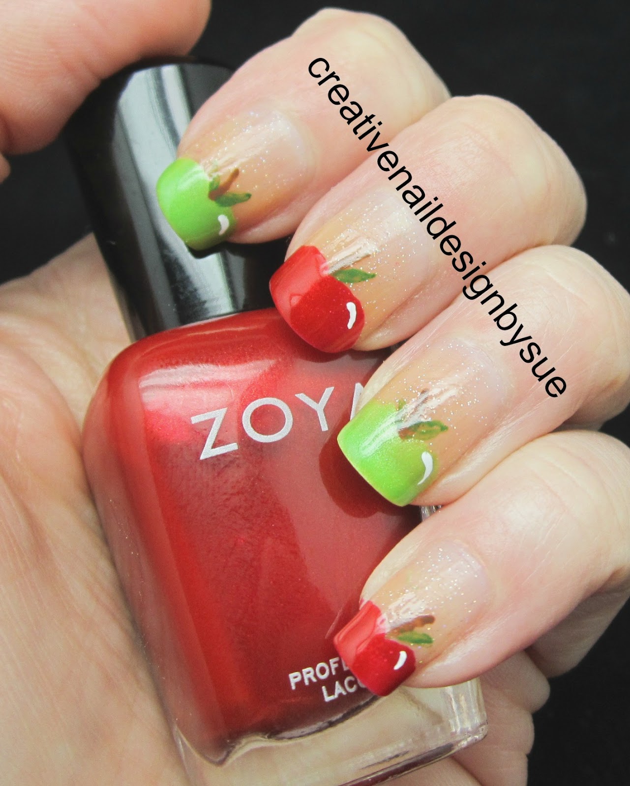 Creative Nail Design by Sue Fall Into Autumn ChallengeApples