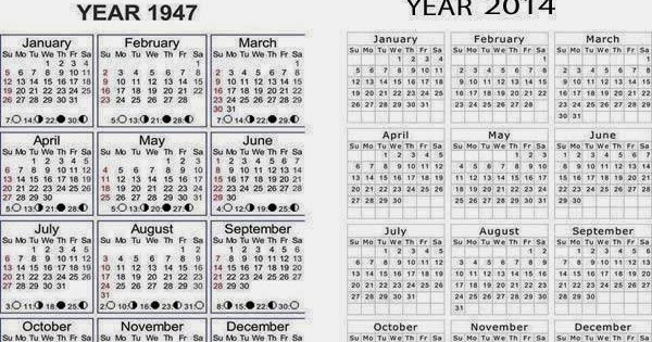 Happy New Year 2014 New Year 2014 New Year 1947 Calendars Are Same