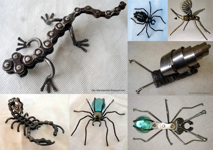 Lagartixa, formiga, escorpião, caracol, aranha e mosquito