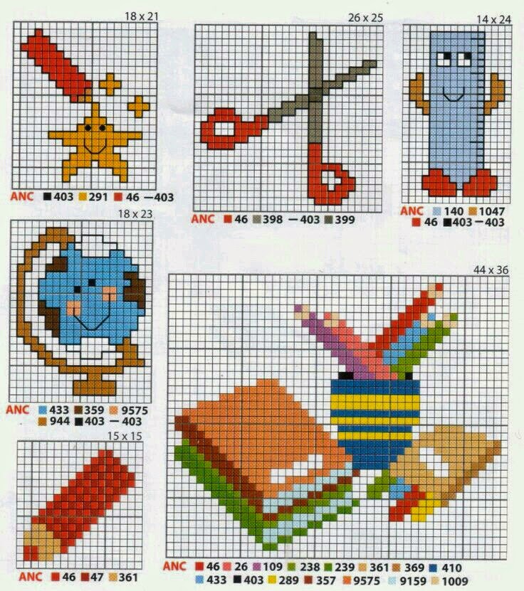 ♥Meus Gráficos De Ponto Cruz♥: Material Escolar em Ponto Cruz